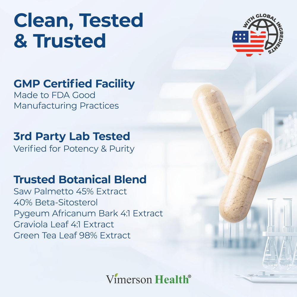 Packaging closeup of Vimerson Health Prostate Health label details