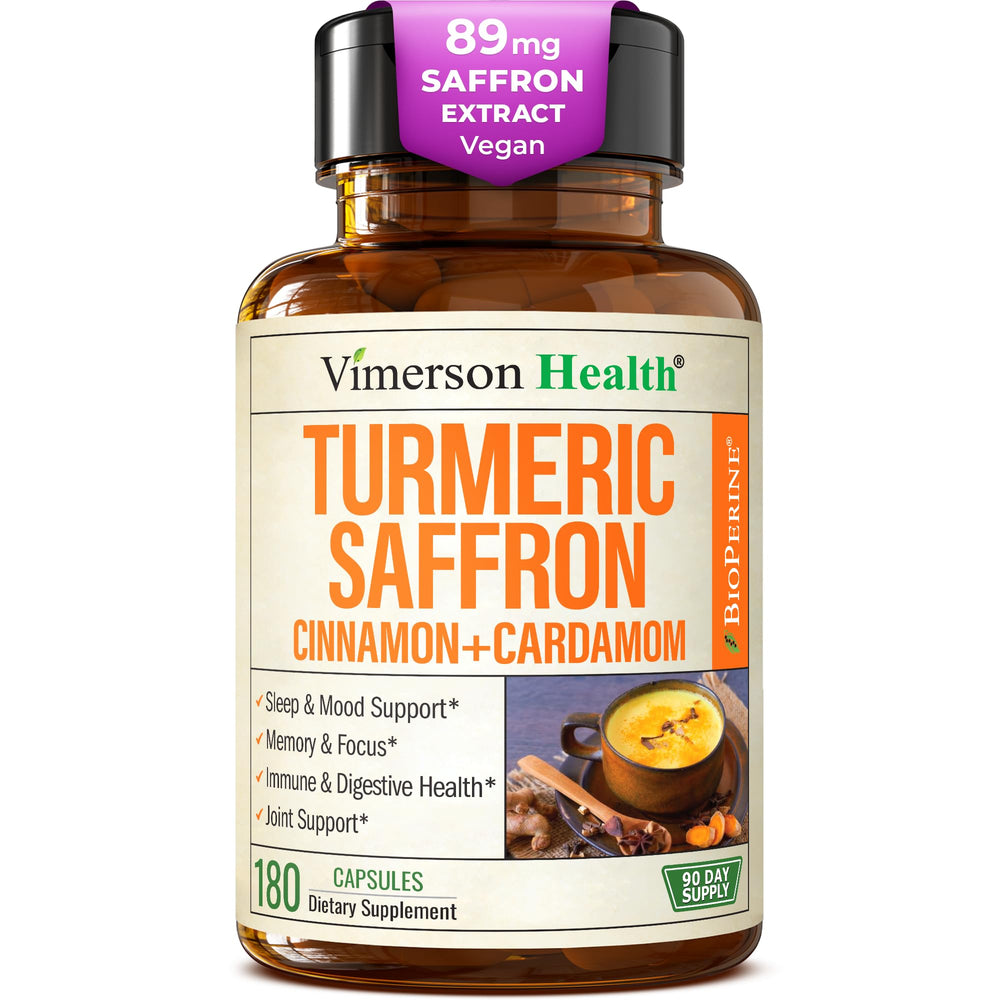 Vimerson Health saffron-turmeric supplement bottle front view for daily wellness support