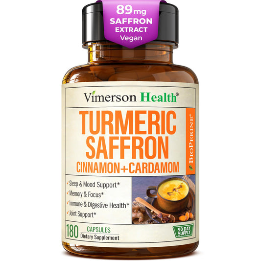 Vimerson Health saffron-turmeric supplement bottle front view for daily wellness support