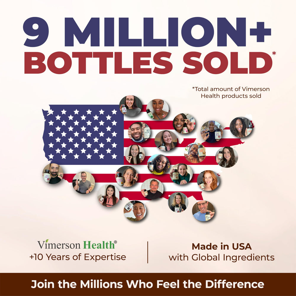 Vimerson Health vegan-gluten-free label on bottle communicates clean formula.