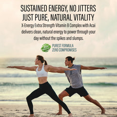 vimulti X-Energy ingredients close-up, featuring ginseng, rhodiola, maca.