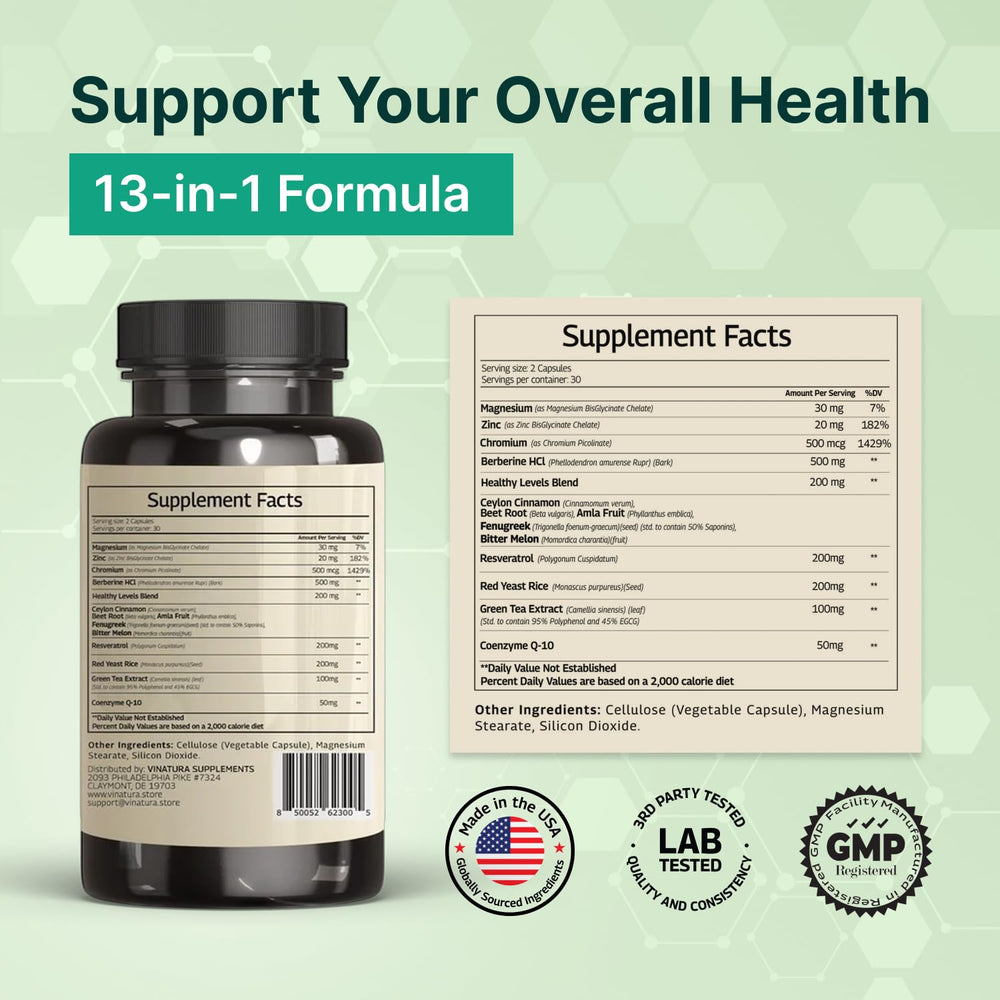 VINATURA berberine HCL and cinnamon capsules for daily use