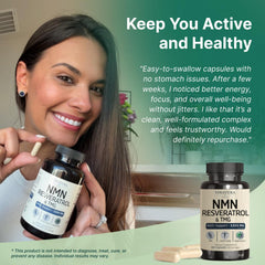 VINATURA NMN Complex ingredients panel featuring resveratrol and TMG with NMN