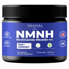 VINATURA NMNH bottle front for NAD+ support in daily wellness.