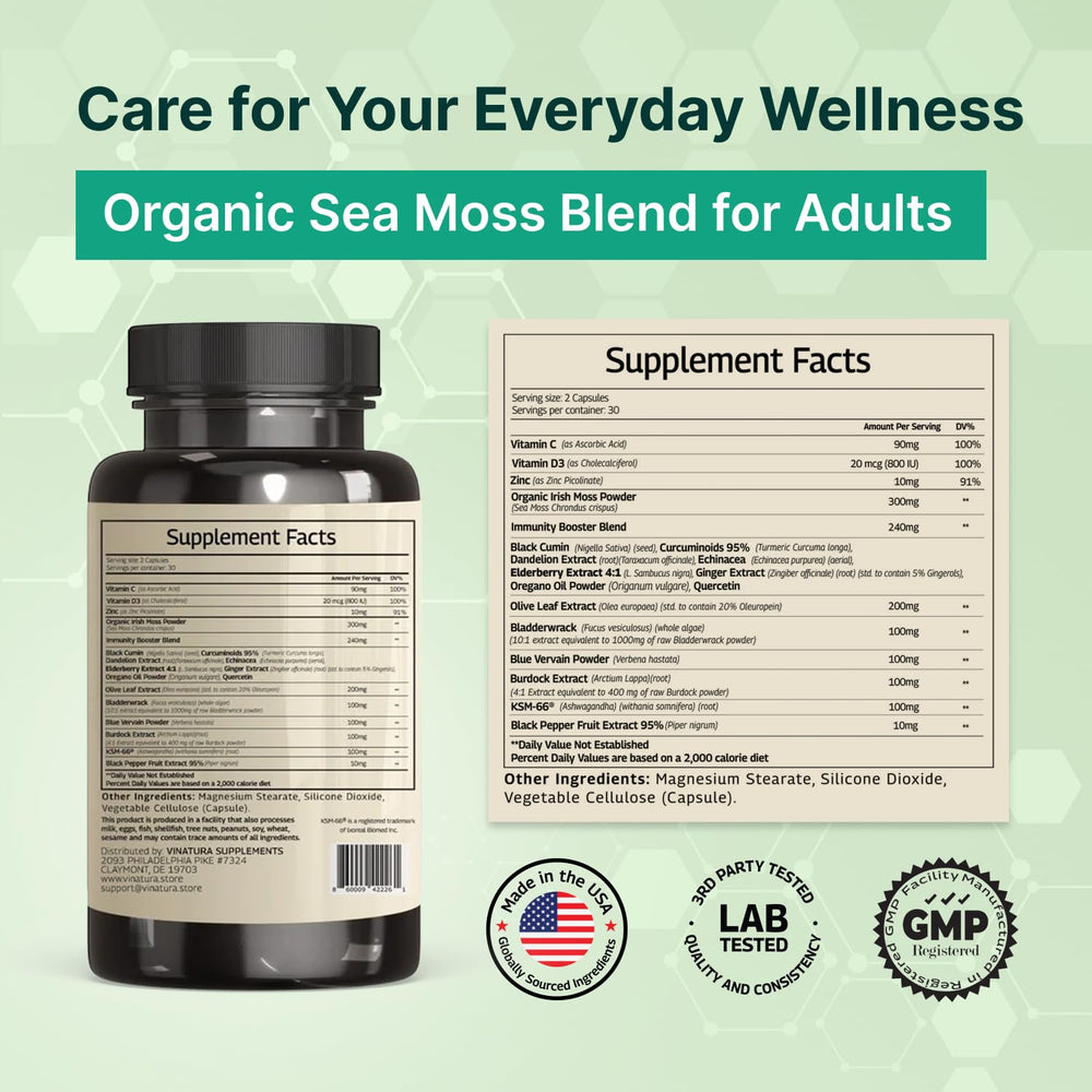 VINATURA Sea Moss Blue Vervain capsules ready to take daily