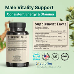 VINATURA Tongkat Ali Fadogia capsules pack showing concentrated 1200mg blend for daily stamina
