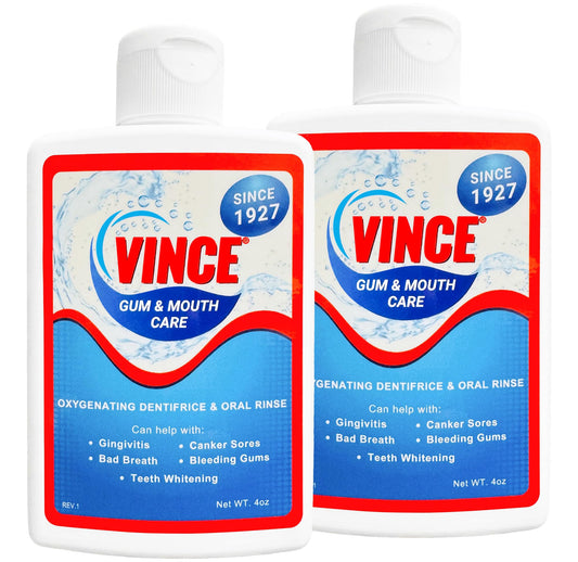 Vince Gum & Mouth Care bottle pour shows easy dosage and lasting freshness.