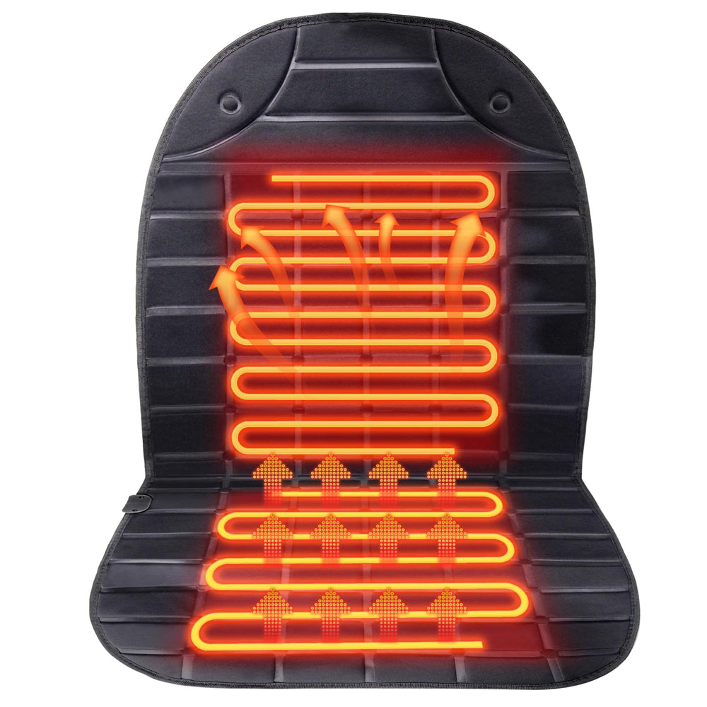 Vindobil heated seat cover top view shows full coverage for comfortable warmth.