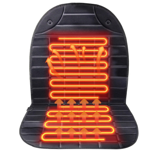 Vindobil heated seat cover top view shows full coverage for comfortable warmth.