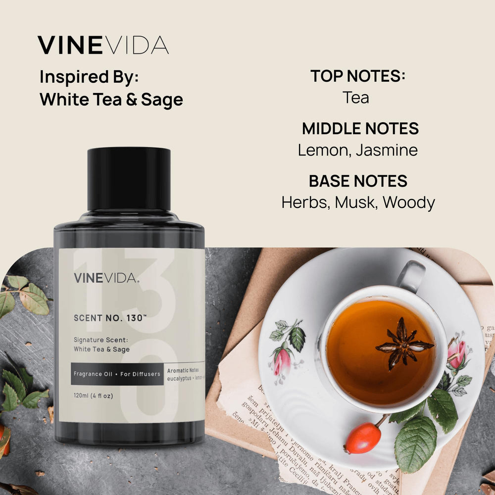 VINEVIDA White Tea & Sage diffuser oil for refined calm evenings
