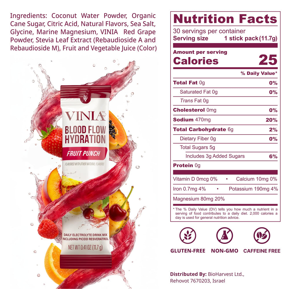 VINIA hydration powder being stirred in a glass for quick refreshment