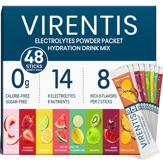 VIRENTIS 48-sticks electrolyte packets ready for quick hydration and on the go use