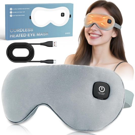 Visader cordless heated eye mask front view for travel and comfort