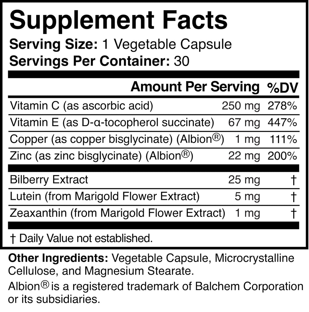 Visigard vegan gluten-free capsules for daily eye support.