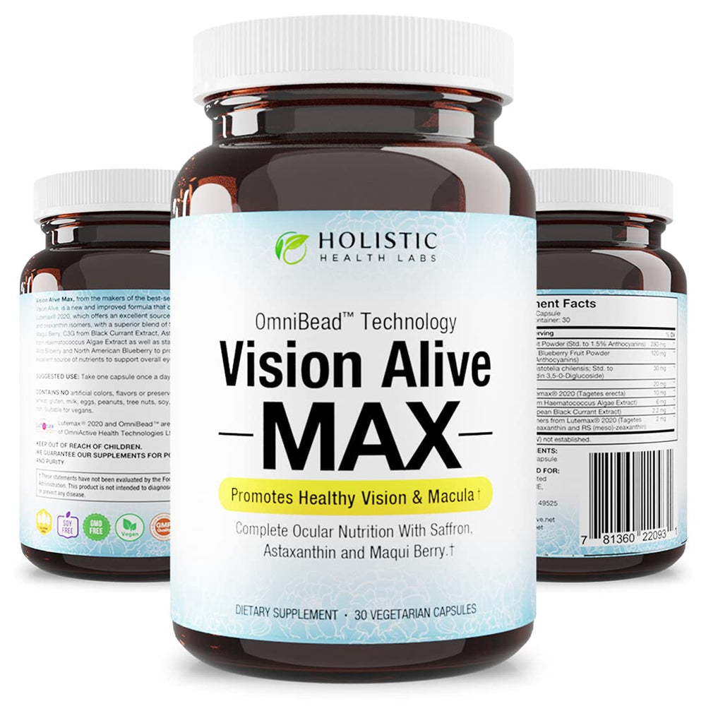 Vision Alive Max bottle with 30-count label indicating value.