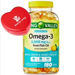 ViT4US omega-3 softgels bottle showing 2000 mg for daily wellness.