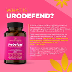 Vita Bloom UroDefend capsules close-up showing additive-free formula.