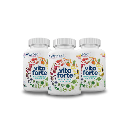 Vita Forte bottle shows natural energy support for daily focus.