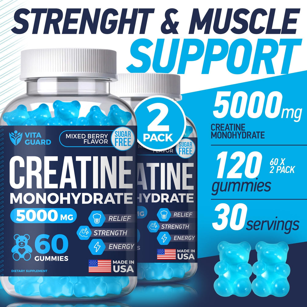 Vita Guard Creatine Gummies ingredient label close view for transparency and quality
