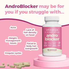 VITA-PCOS saw palmetto capsules illustrating herbal balance for women.