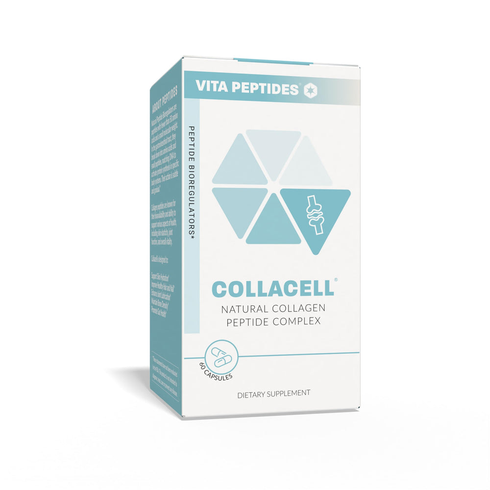 Vita Peptides Collacell package info displays USA-made quality and peptide content.