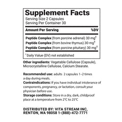 Vita Peptides Defender packaging and leaflet highlight breakthrough peptide formula background.