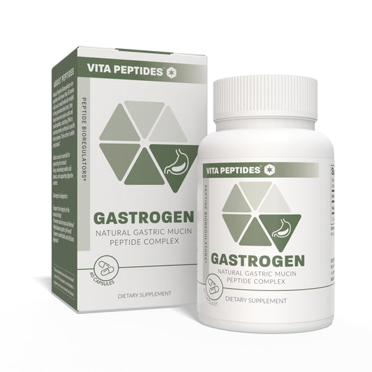 Vita Peptides Gastrogen bottle pour demonstrates easy use for supporting digestive comfort daily.