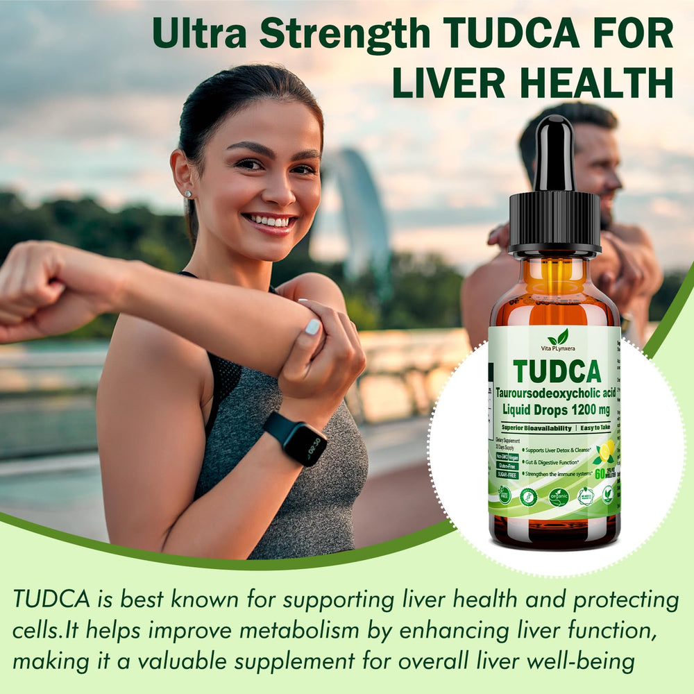 Vita Plynxera lemon-flavored Tudca drops in glass