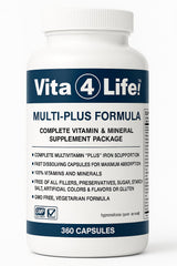 Vita4Life bariatric multivitamin bottle with 360 capsules for post-op nutrition.