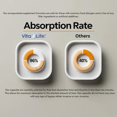 Vita4Life label notes vegetarian, GMO-free purity and GMP-certified production.