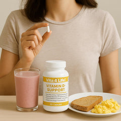 Vita4Life capsules outside packaging convey convenient daily supplementation