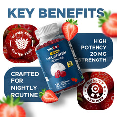 Vitabod Melatonin Gummies vegetarian, non-GMO, gluten-free lifestyle appeal.