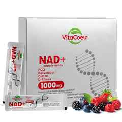 VitaCoeur NAD sachets front view showing portable one-month supply