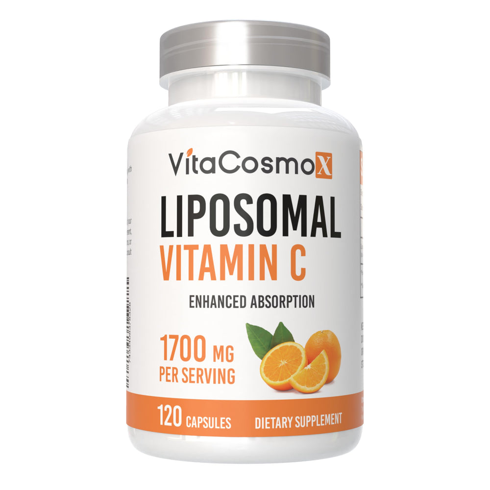 VitaCosmoX Liposomal Vitamin C capsules arranged for serving.