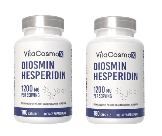 VitaCosmoX Diosmin 1200mg bottle close-up for daily use in a wellness routine.