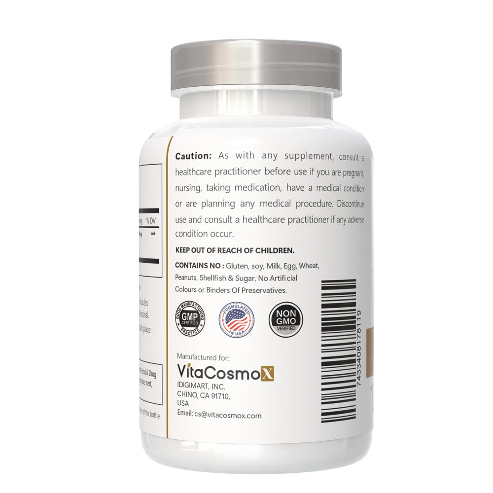 VitaCosmoX packaging highlights USA-made quality.