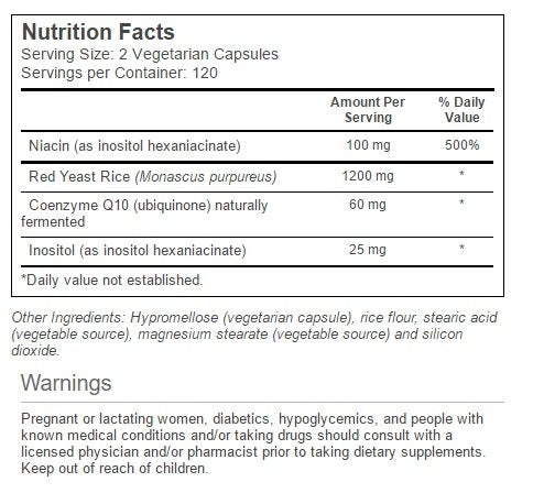 Vitacost Red Yeast Rice & CoQ10 capsules close-up highlighting heart support capability