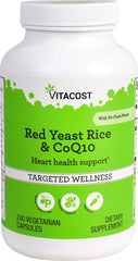 Vitacost Red Yeast Rice & CoQ10 bottle showing no-flush niacin formulation for heart support