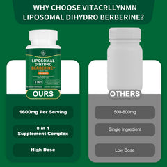 VITACRLLYNMN Dihydroberberine packaging shows 180 capsules for convenient use