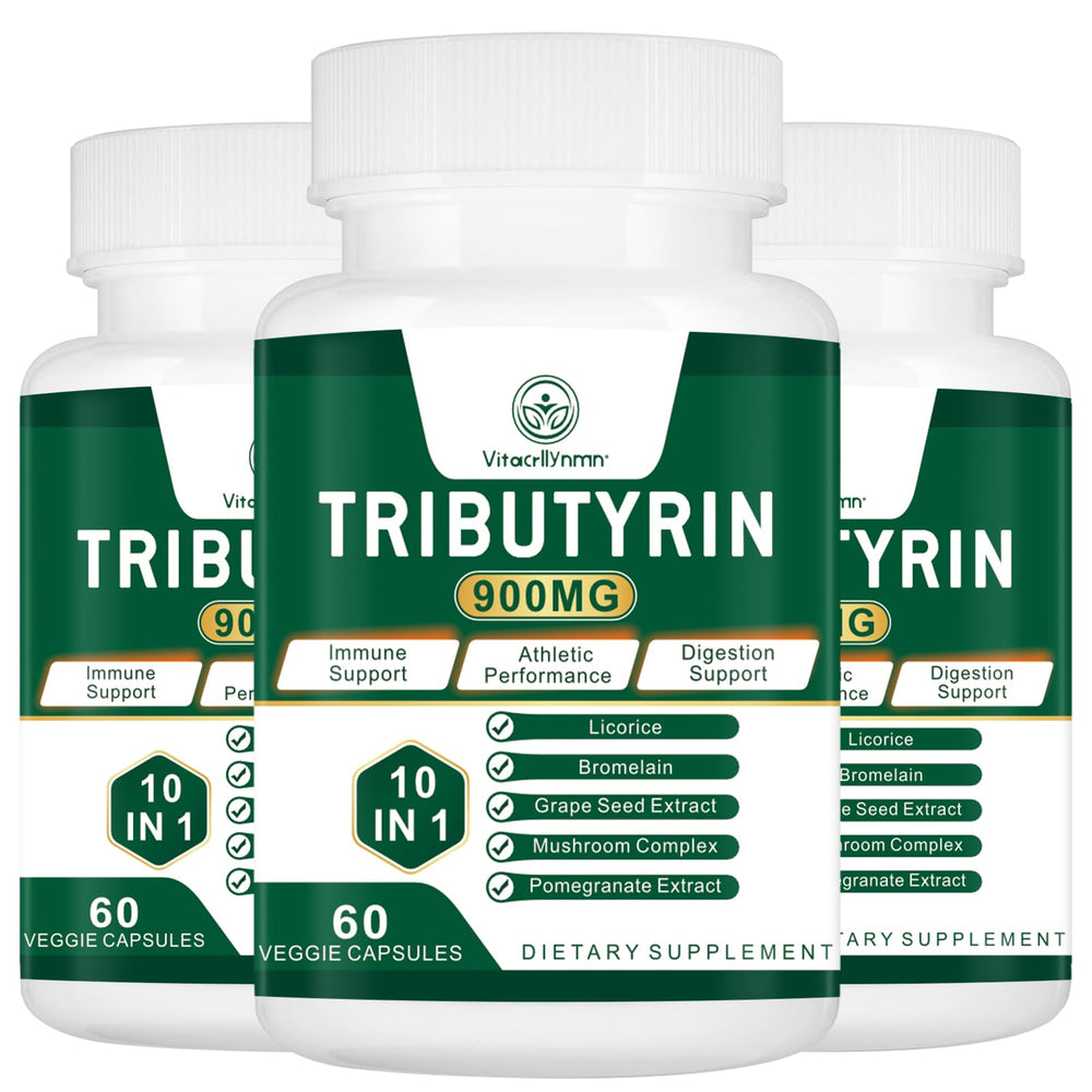 VITACRLLYNMN Tributyrin bottle highlighting gut barrier support.