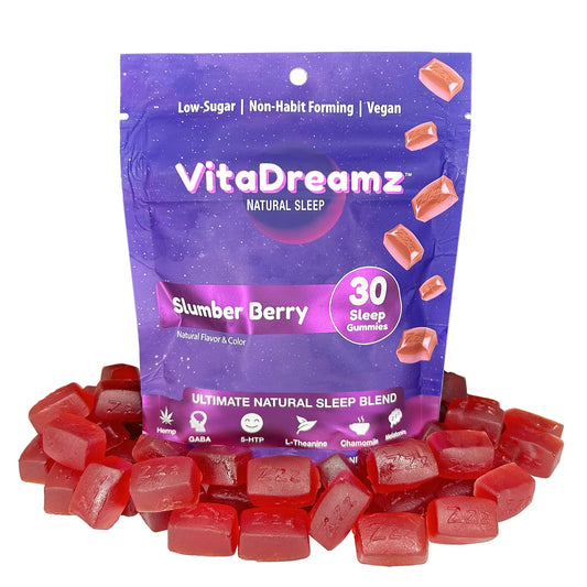 VitaDreamz premium melatonin sleep gummies jar for calm nights and gentle support