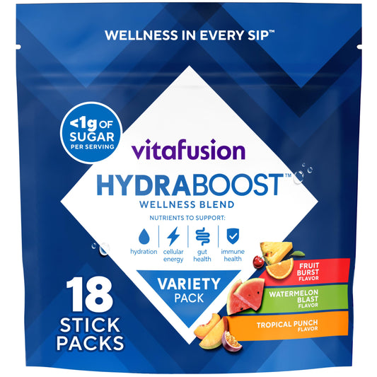 Vitafusion Hydraboost variety-pack packets for daily hydration and flavor variety