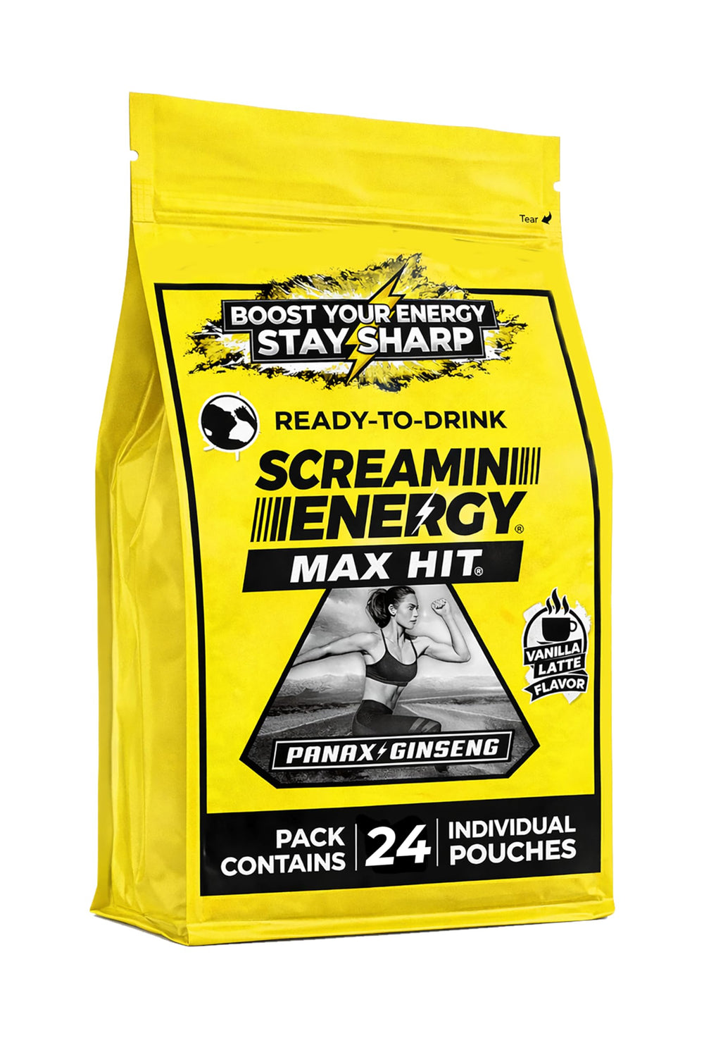 VITAL 4U Screamin Energy Vanilla Latte shot front view for quick energy boost
