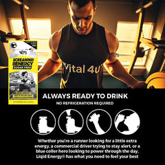 VITAL 4U Screamin Energy Vanilla Latte ingredient panel with caffeine and vitamins