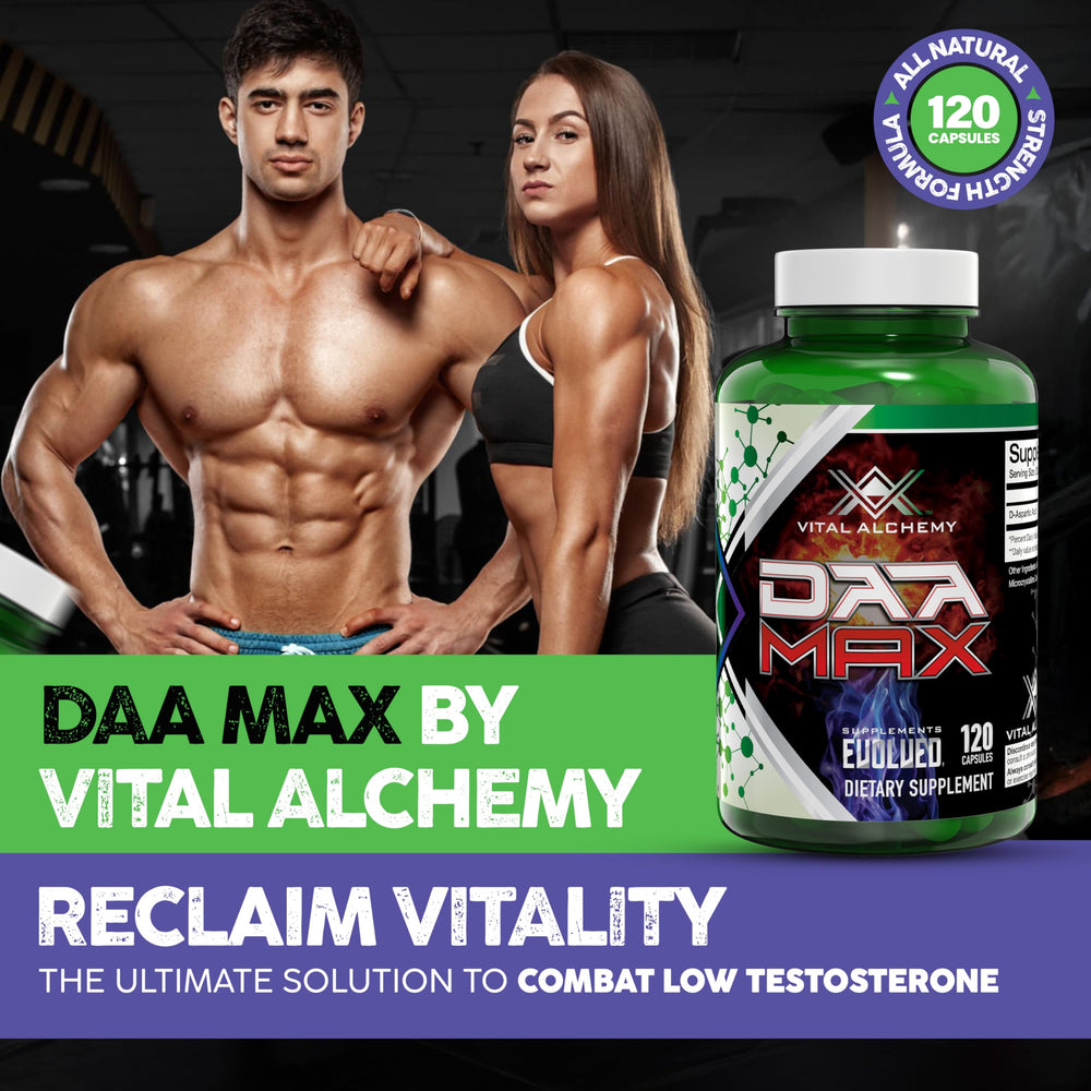 Vital Alchemy DAA Max capsules closeup highlighting dosage and quality