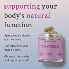 Vital Core thyroid capsules on white surface—easy daily supplement.