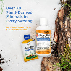 Vital Earth Minerals clear liquid mix; demonstrates easy-dissolve texture.