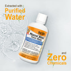 Vital Earth Minerals fulvic humic mineral blend liquid BPA-free bottle shown safely packaged