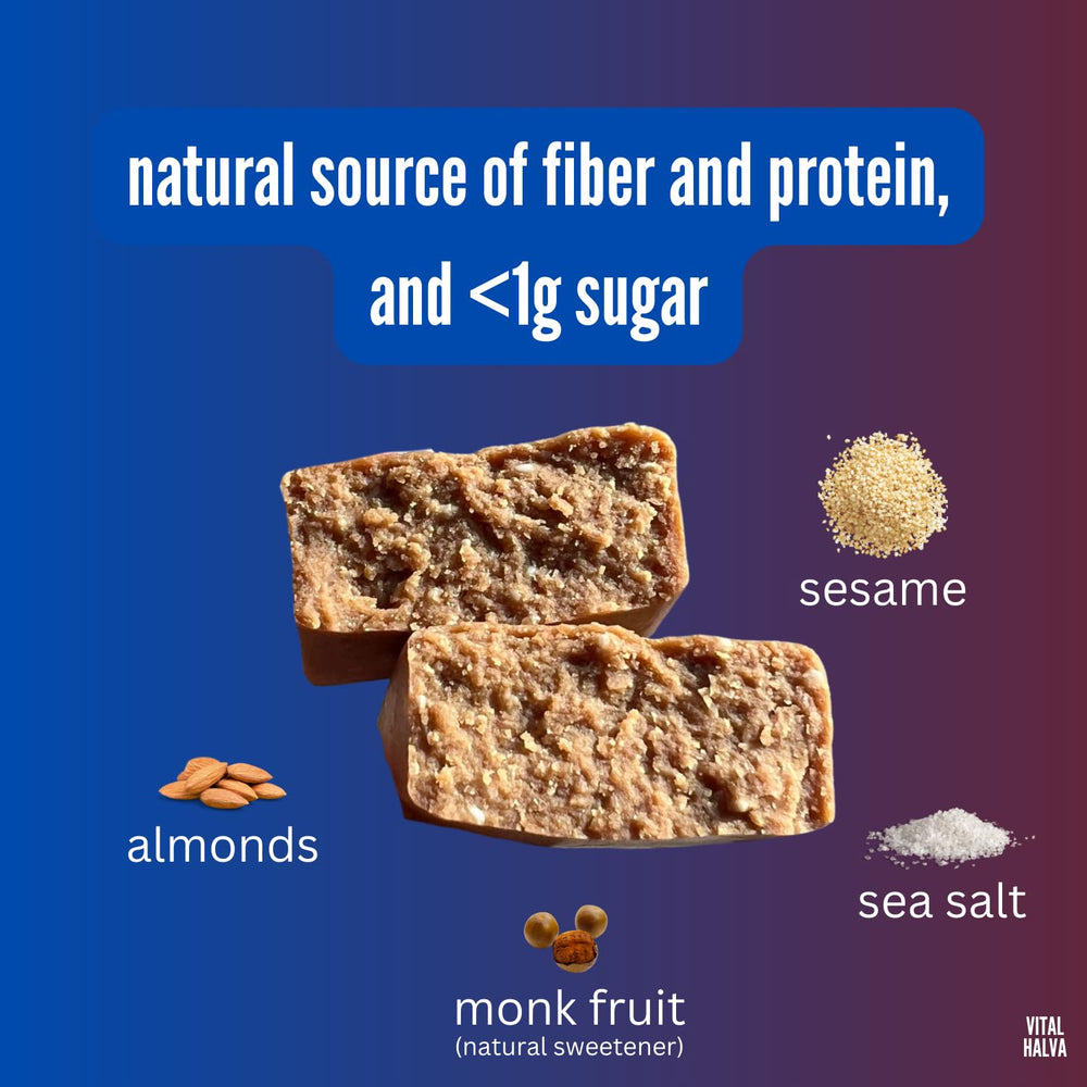 Vital Halva nutrition facts showing iron and calcium contributions for daily nutrition.