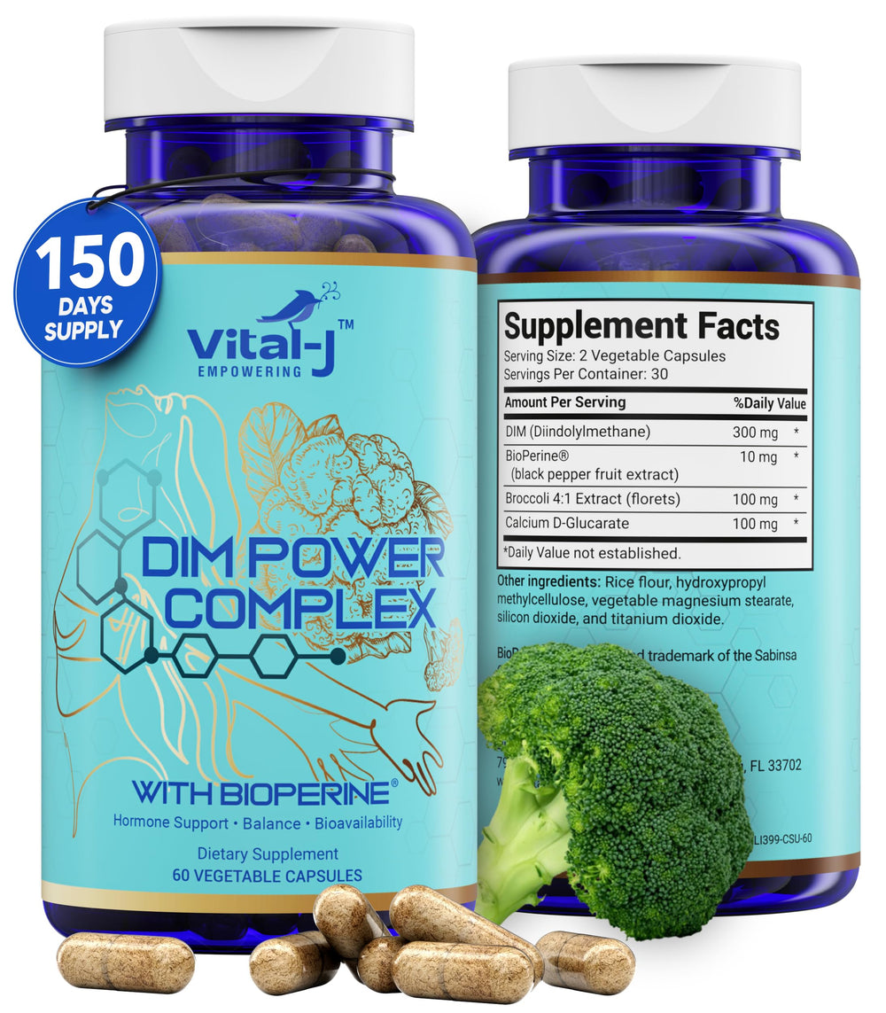 Vital-J Empowering 4-in-1 DIM Potent Complex tablets closeup for easy daily energy support
